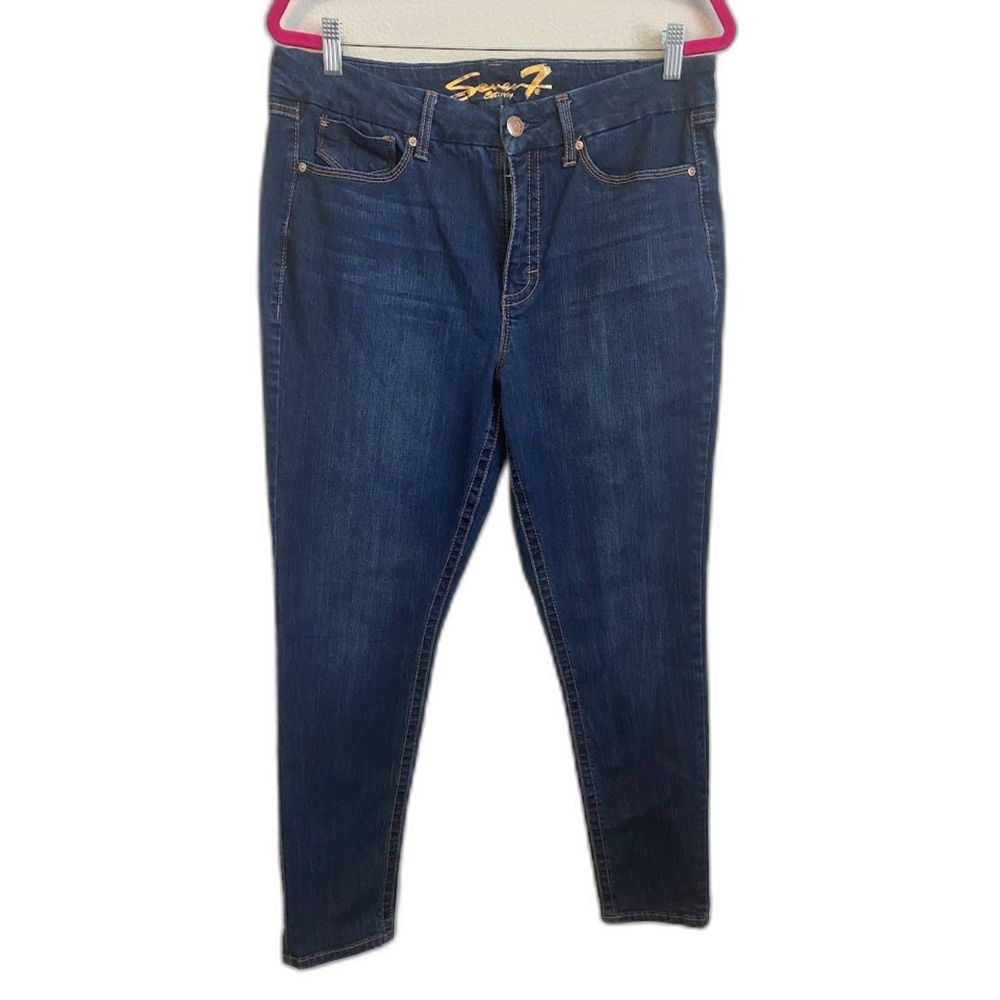 Seven 7  Women's Blue High Rise Tummyless Skinny Jeans 14